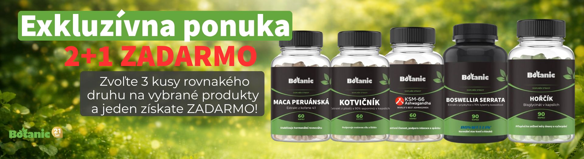 Akcia 2+1 zdarma na vybrané produkty
